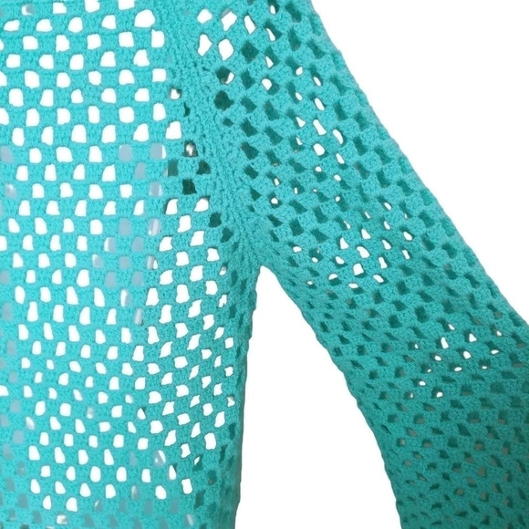 Turquoise Knitted Tunic/Sweater/Pullover/Beach Cover Up M - Picture 7 of 8